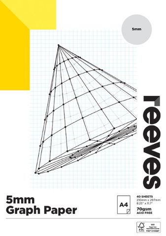 REEVES GRAPH PAPER PAD 5MM 70GSM A4