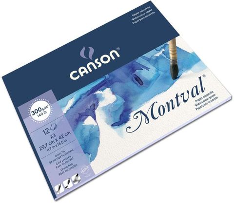 CANSON MONTVAL WATERCOLOUR PAD 300G CP A3