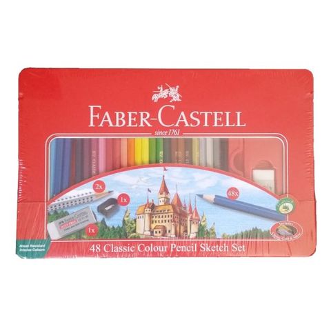 FABER CLASSIC COLOUR PENCIL SKETCH TIN SET 48