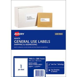 AVERY A4 MULTI USE LASER/INKJET/COPIER LABEL PK100