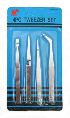 EXPRESSION STAINLESS TWEEZERS 4PC SET