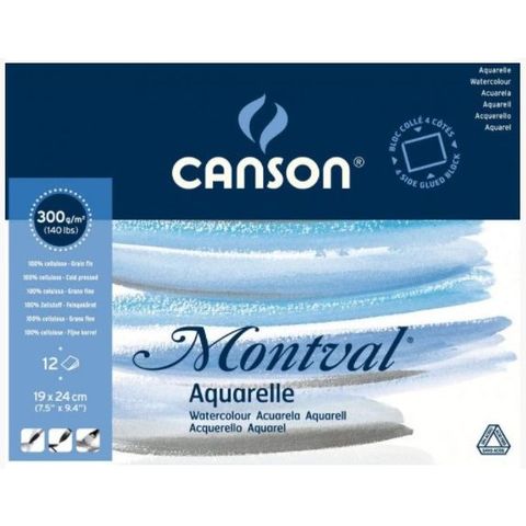 CANSON MONTVAL WATERCOLOUR BLOCK 300G CP 19 X 24CM