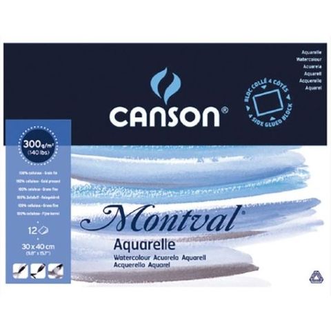 CANSON MONTVAL WATERCOLOUR BLOCK 300G CP 30 X 40CM