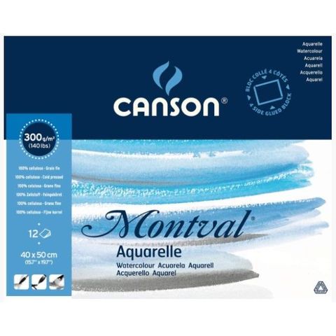 CANSON MONTVAL WATERCOLOUR BLOCK 300G CP 40 X 50CM