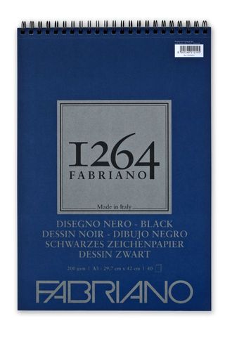 FABRIANO 1264 BLACK 200G A3 TOP SPIRAL PAD (40)