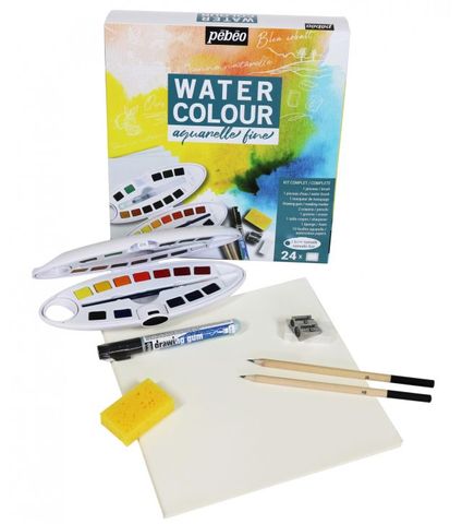 PEBEO COMPLETE WATERCOLOUR SET 24 X 1/2 PANS