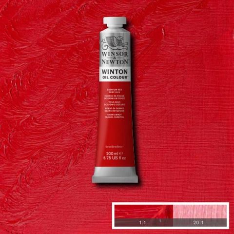 W&N WINTON OIL 200ML CADMIUM RED DEEP HUE