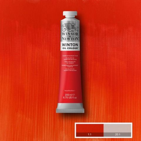 W&N WINTON OIL 200ML CADMIUM SCARLET HUE