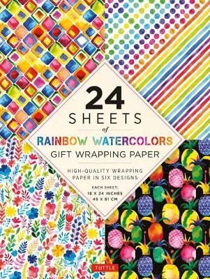 RAINBOW WATERCOLOURS WRAPPING PAPERS 24 SHEETS