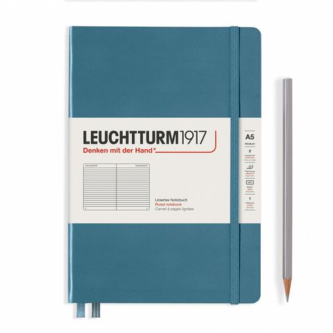 LEUCHTTURM1917 NOTEBOOK A5 RULED STONE BLUE