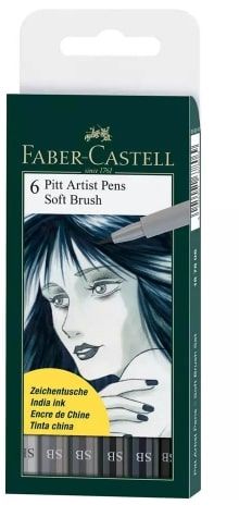 FABER PITT ARTIST BRUSH PEN SOFT SET 6