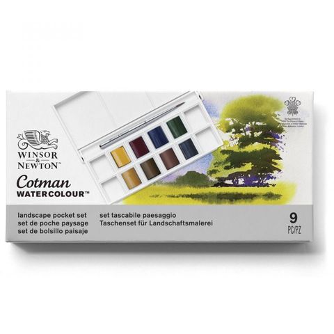 W&N COTMAN LANDSCAPE POCKET HALF PAN SET 9