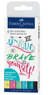 FABER PITT ARTIST PEN SET HAND LETTERING 6 PASTEL