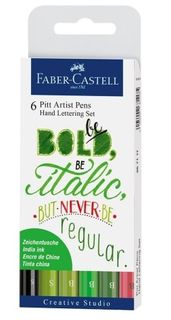 FABER PITT ARTIST PEN SET HAND LETTERING 6 GREEN