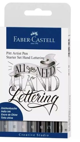 FABER PITT ARTIST PEN SET HAND LETTERING STARTER 8