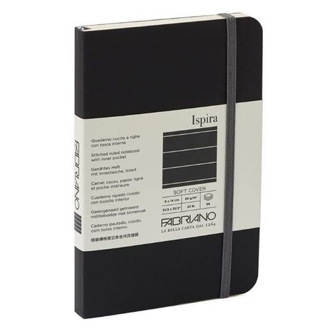 FABRIANO ISPIRA SOFTCOVER BOOK 9X14 LINED BLACK