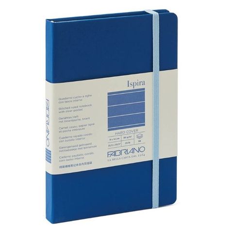 FABRIANO ISPIRA HARDCOVER BOOK 9X14 LINED ROY BLUE
