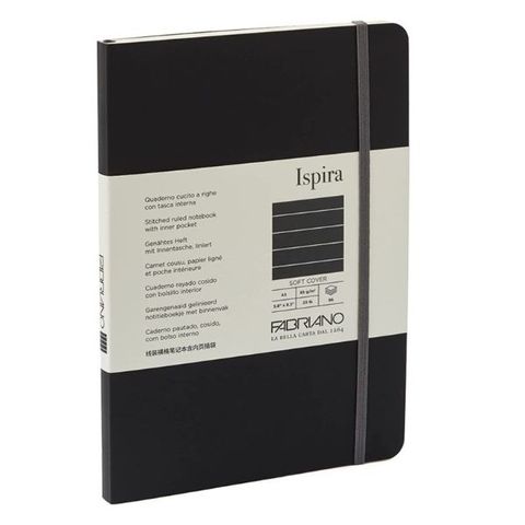 FABRIANO ISPIRA SOFTCOVER BOOK A5 LINED BLACK