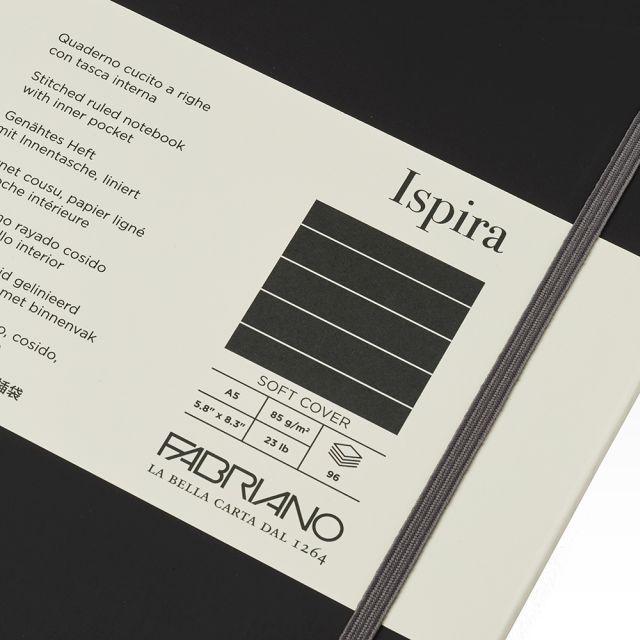 FABRIANO ISPIRA SOFTCOVER BOOK A5 LINED BLACK