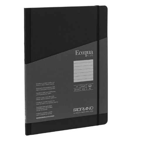 FABRIANO ECOQUA+ FABRIC STITCH BOOK A4 LINED BLACK