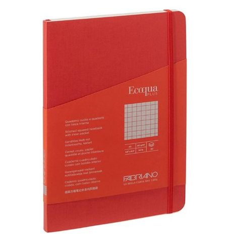 FABRIANO ECOQUA+ STITCHED BOOK A5 GRID RED