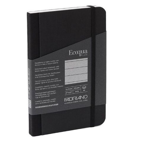 FABRIANO ECOQUA+ FAB STITCH BOOK 9X14 LINED BLACK