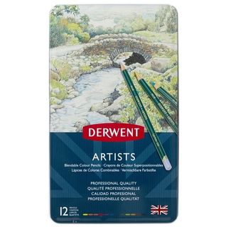DERWENT ARTISTS COLOUR PENCIL TIN SET 12