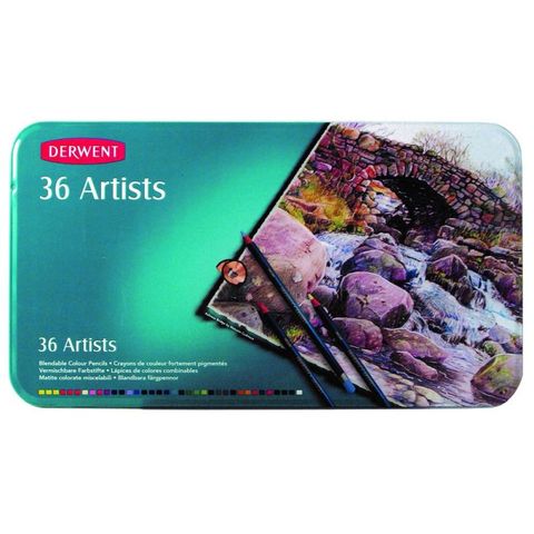 DERWENT ARTISTS COLOUR PENCIL TIN SET 36