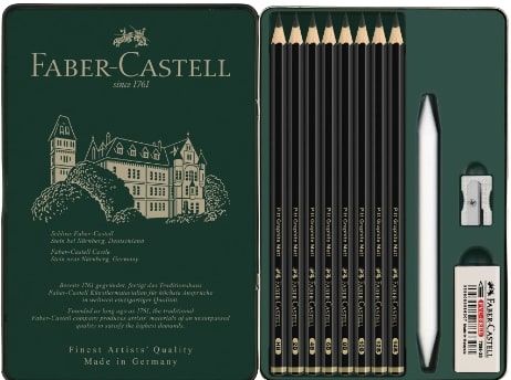 FABER PITT GRAPHITE MATT PENCIL TIN SET 11