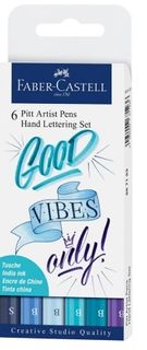 FABER PITT ARTIST PEN SET HAND LETTERING 6 BLUE