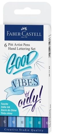 FABER PITT ARTIST PEN SET HAND LETTERING 6 BLUE