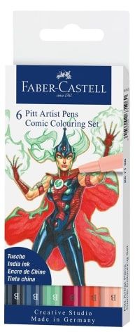 FABER PITT ARTIST PEN SET COMIC COLOURING 6