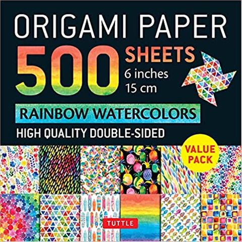 ORIGAMI PAPER RAINBOW WATERCOLOUR 500 SHEETS 15CM