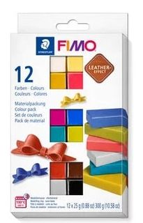 FIMO LEATHER EFFECT COLOUR SET 12 X 25G BLOCKS