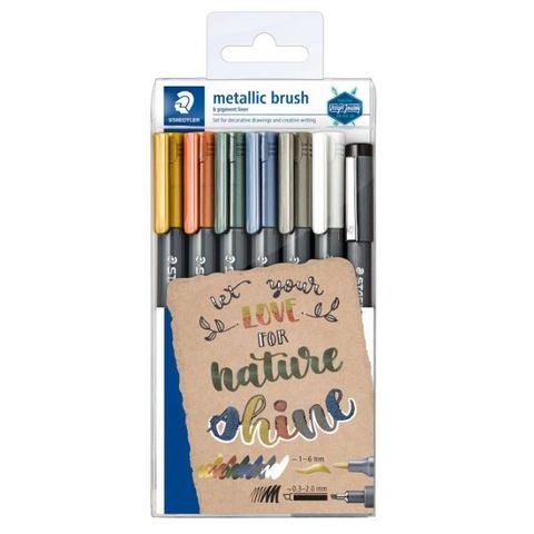 STAEDTLER DESIGN JOURNEY METALLIC BRUSH PEN SET6+1