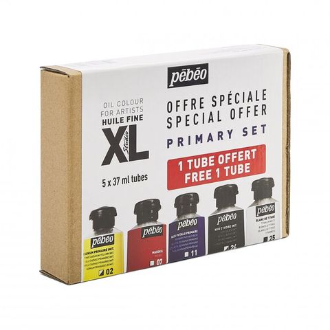 PEBEO XL OIL SET 5 X 37ML PRIMARY COLOURS 1 FREE