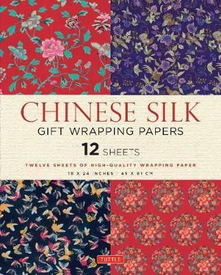 CHINESE SILK GIFT WRAPPING PAPER 12 SHEETS