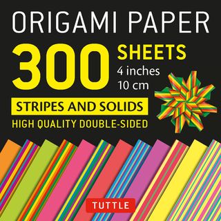 ORIGAMI PAPER 300 SHEETS STRIPES SOLIDS 10CM