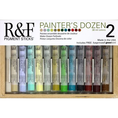 R&F Handmade Paints Painter's Dozen Pigment Stick Set 12 Colors