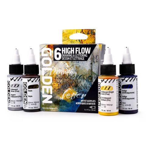 GOLDEN HIGH FLOW ACRYLIC DRAWING LETTERING SET