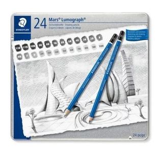 MARS LUMOGRAPH PENCILS ASST DEGREES TIN SET 24