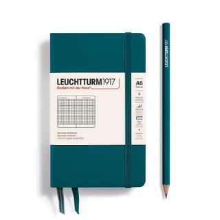 LEUCHTTURM1917 NOTEBOOK PKT A6 SQUARED PACIFIC GRN