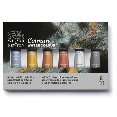 W&N COTMAN METALLIC W/C 8ML TUBE SET 6