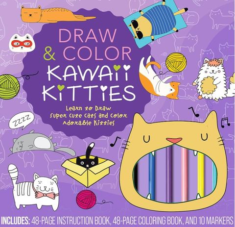 DRAW AND COLOUR KAWAII KITTIES KIT