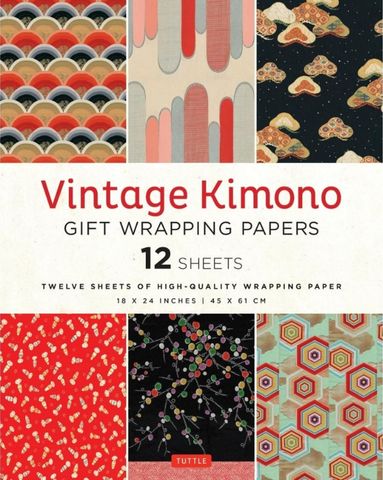 VINTAGE KIMONO GIFT WRAPPING PAPER 12 SHEETS