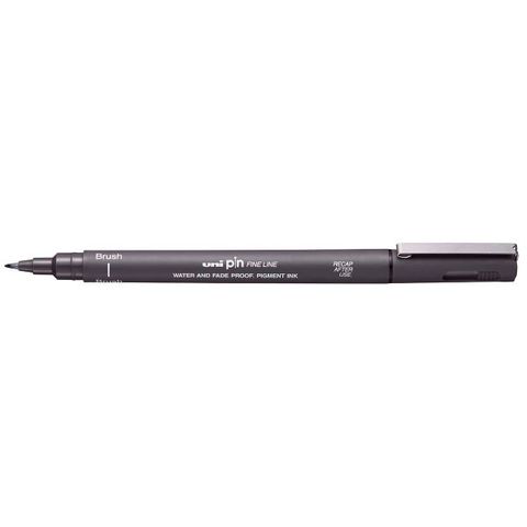 UNI PIN FINELINE PERMANENT DARK GREY PEN BRUSH TIP