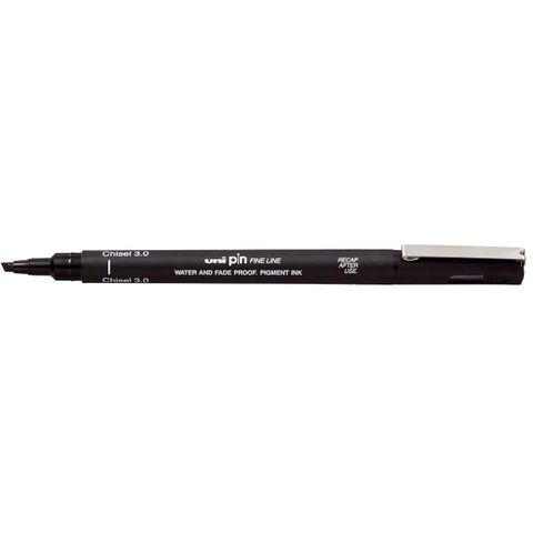 UNI PIN FINELINE PERMANENT BLACK PEN CHISEL TIP3.0