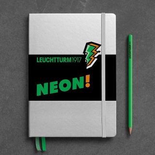 LEUCHTTURM1917 NOTEBOOK SILVER NEON GREEN DOTTED