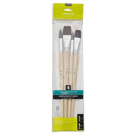 PEBEO 4 LONG BRUSH SET ROUND/FLAT BROWN POLYAMIDE