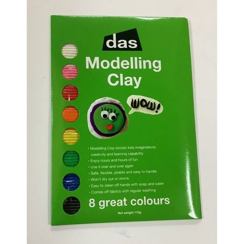 DAS MODELLING CLAY PACKET OF 8 COLOURS 110G